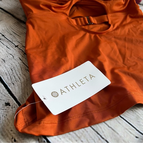 NWT ATHLETA Entwined Bra Cup Tankini Top, Palomino Rust orange Active top, 32B/C - Picture 5 of 13